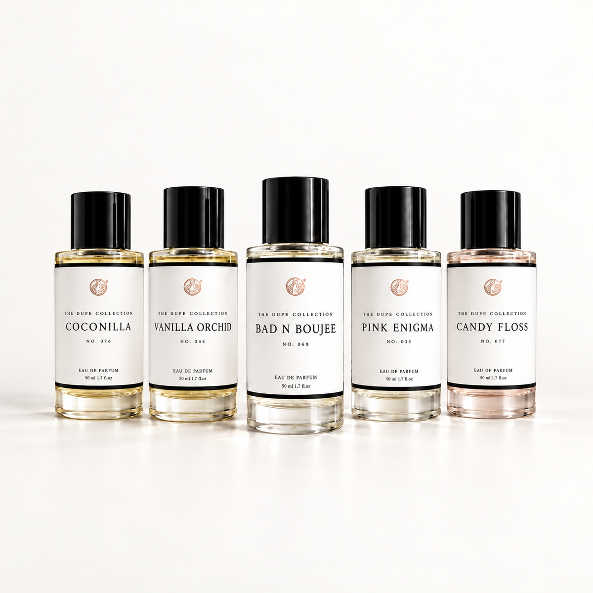 Bestseller 5× – För henne – Bad N Boujee, Vanilla Orchid, Pink Enigma, Candy Floss, Coconilla, 5 × 50 ml